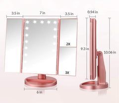 Infitrans miroir tri-fold 3x gros plan pour cils et détails fins
