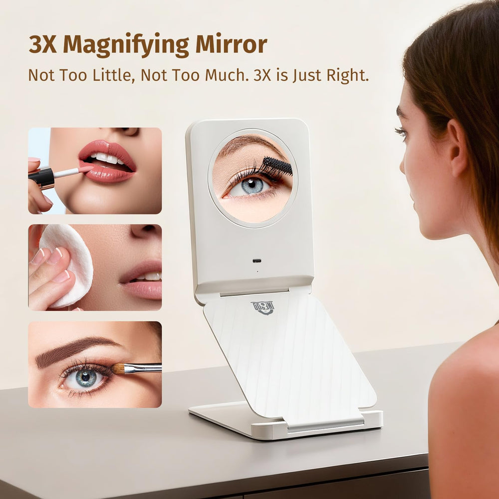 INFOOD miroir-maquillage 3 couleurs lumineuses reglables pour tout environnement