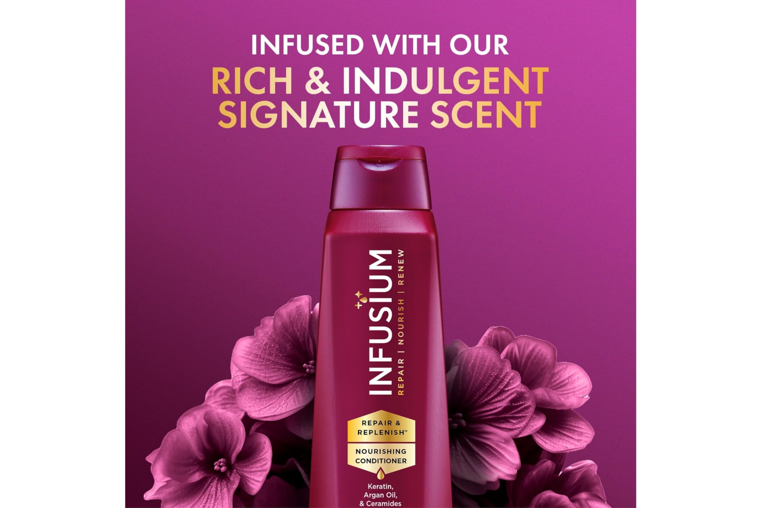 Infusium Shampoing et Après-Shampoing hydratants ensemble sur fond neutre.