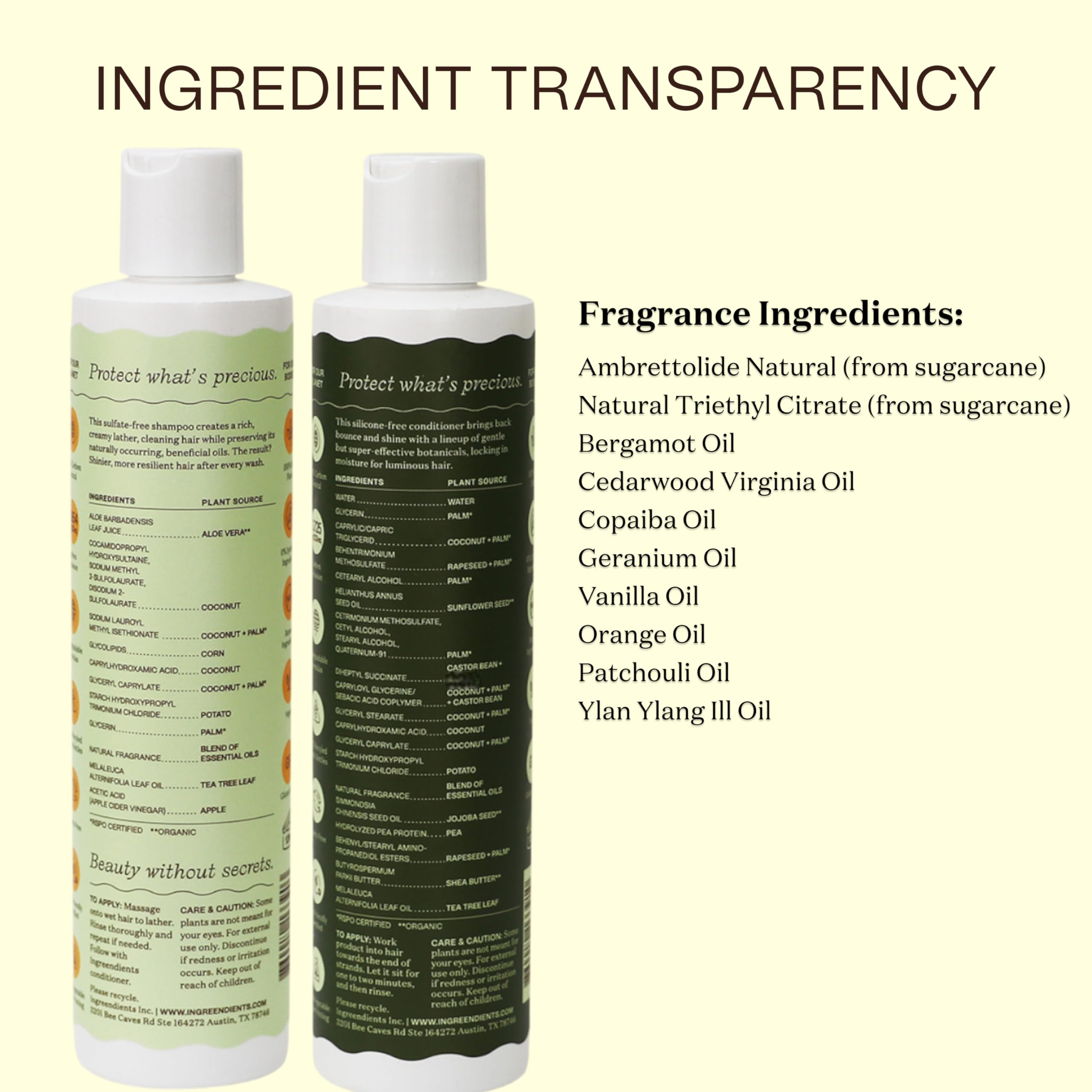 Ingreendients sans sulfates et silicones, cuir chevelu sensible.