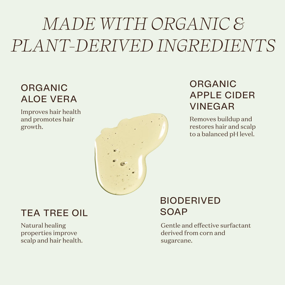 Ingreendients Shampoing ingrédients bio-aloe vera : hydratation douce et cuir chevelu équilibré.