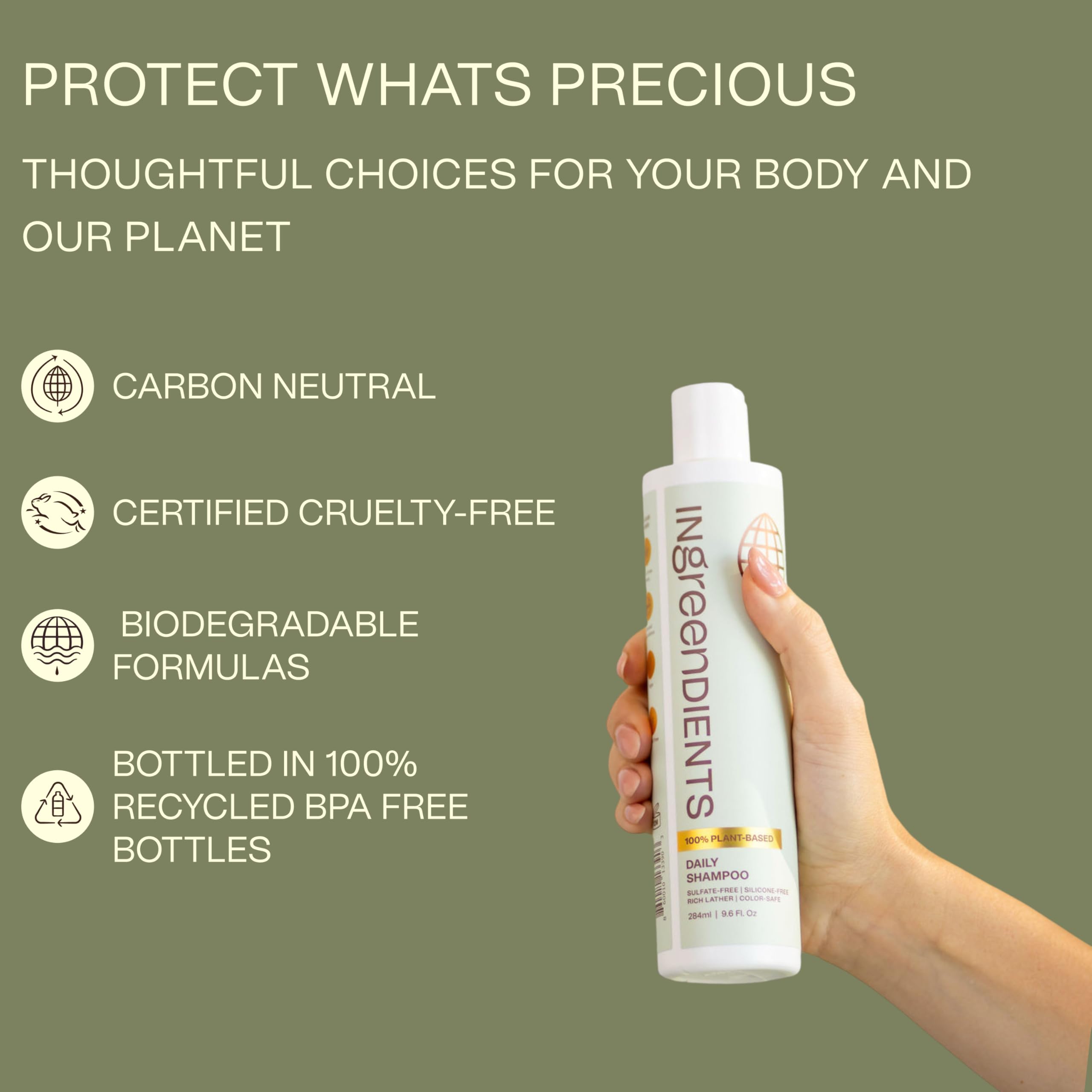 Ingreendients Shampoing Naturel, sans sulfates et silicones – lavage propre sans résidus