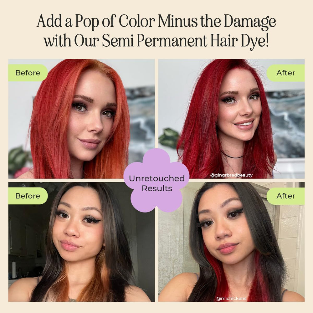 Application crème colorante INH sur cheveux rouges