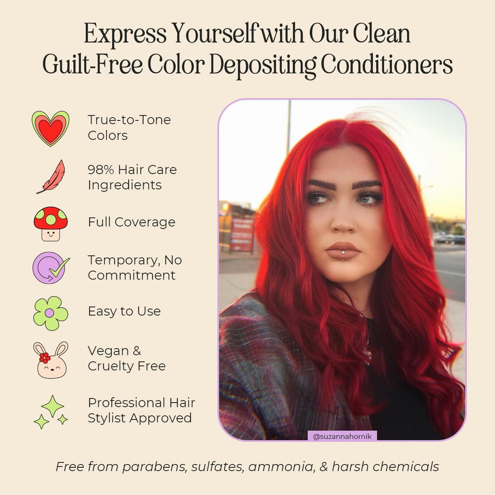 Résultat cheveux rouge rubis après usage INH