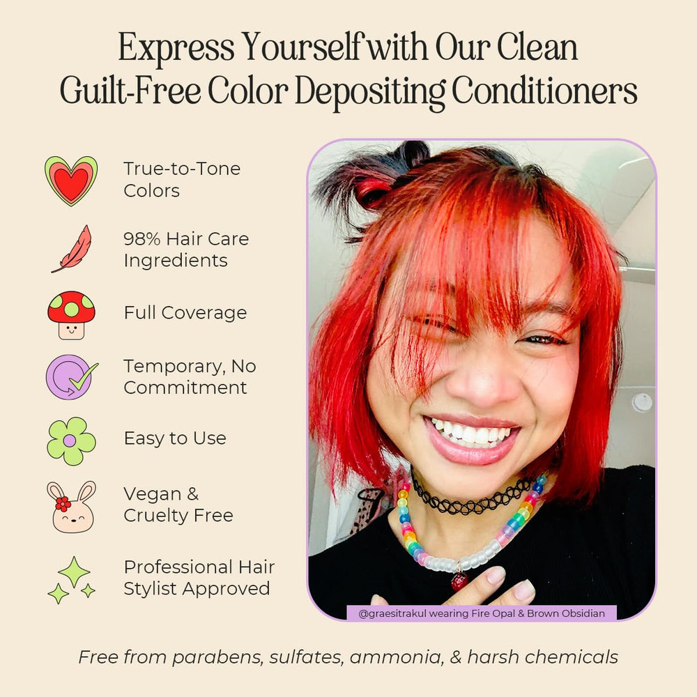 INH Fire Opal: teinte orange vibrante sur cheveux bruns ou clairs, sans décoloration.