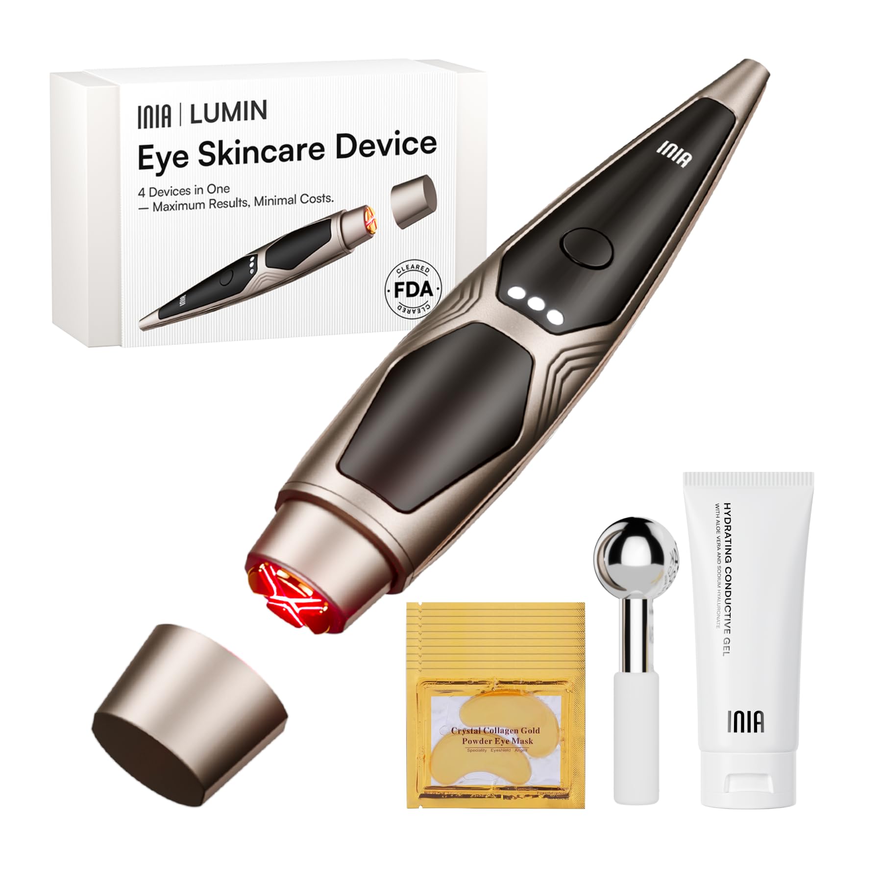 INIA LUMIN: lumière rouge pour le contour des yeux, rituel revitalisant quotidien