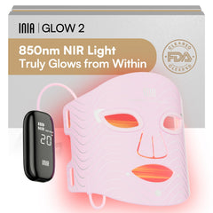 Masque INIA lumière rouge sur le visage pour teint plus uniforme.