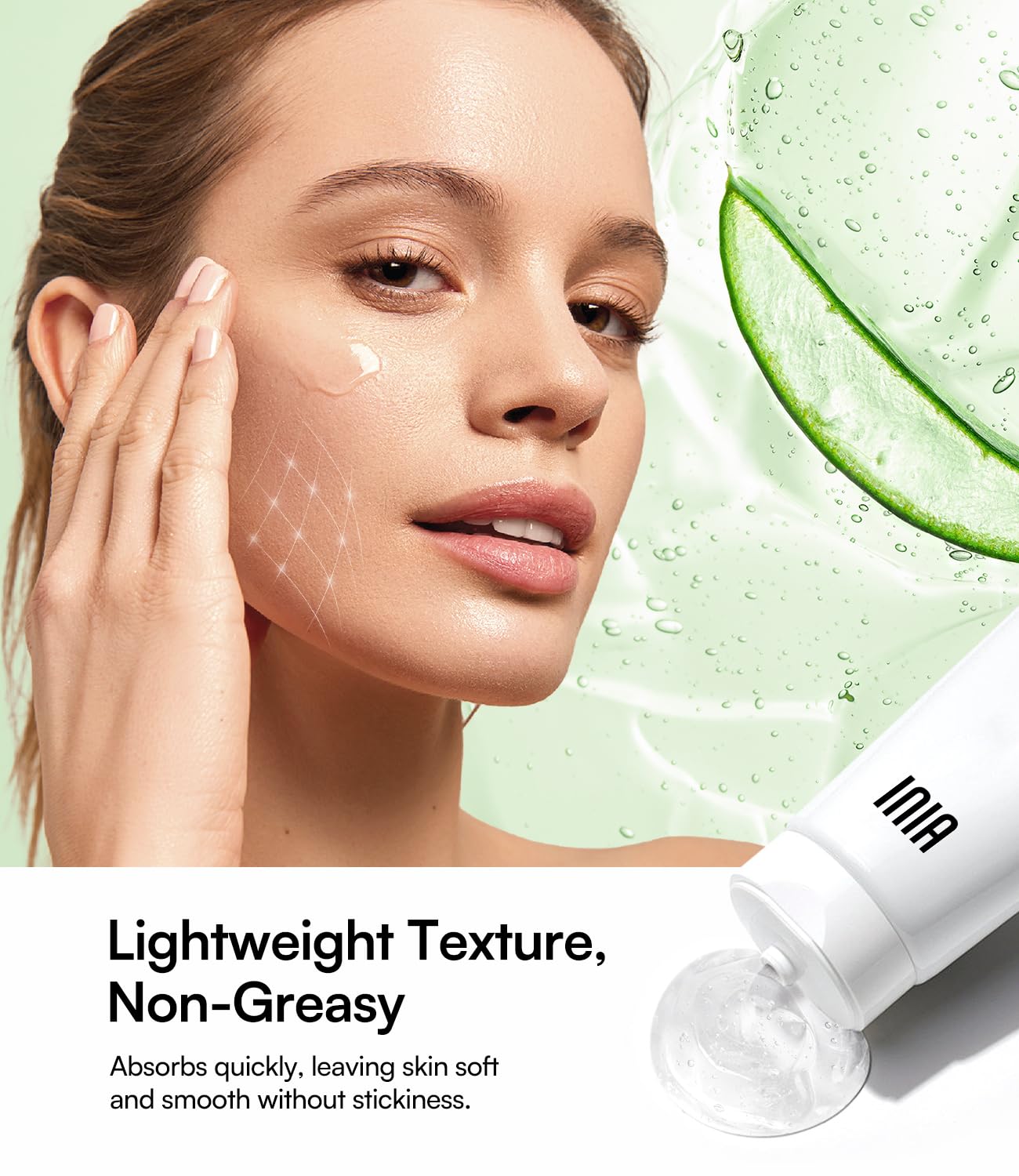 Gel INIA léger et non gras, absorption immédiate sans résidu.
