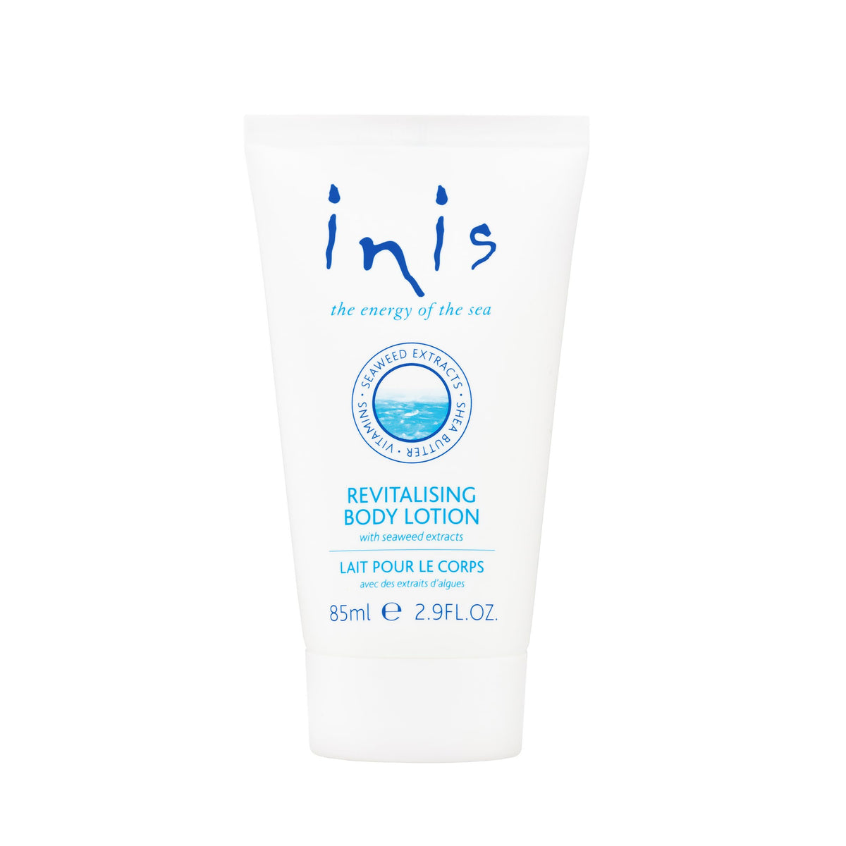 Inis l'Énergie de la Mer, bouteille-lotion-format-voyage, hydratation légère pour la peau.