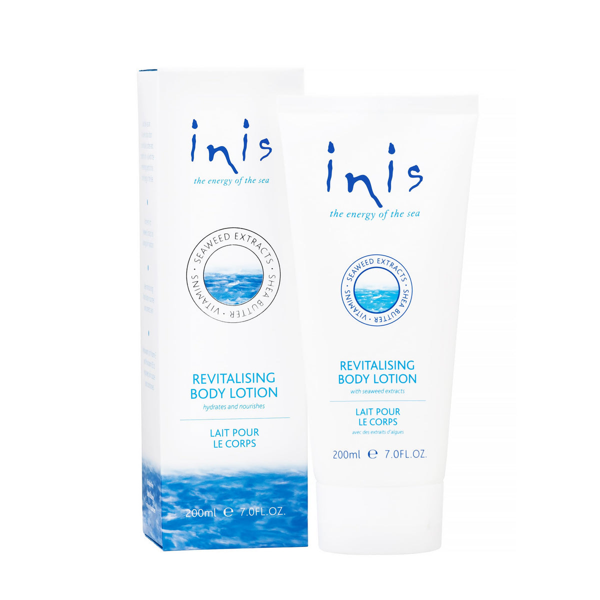 Inis l'Énergie de la Mer, bouteille-lotion avec pompe, hydratation durable.