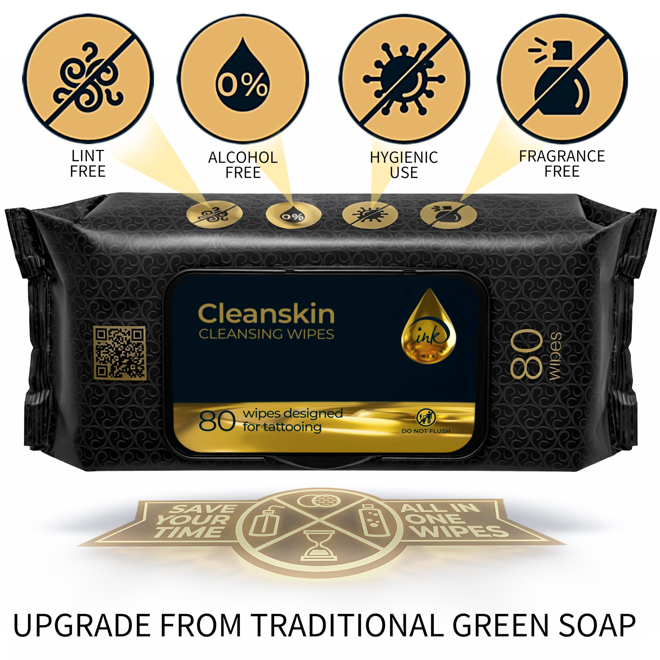 Ink Permanent CleanSkin lingettes imbibées prêtes à l'emploi pour le nettoyage