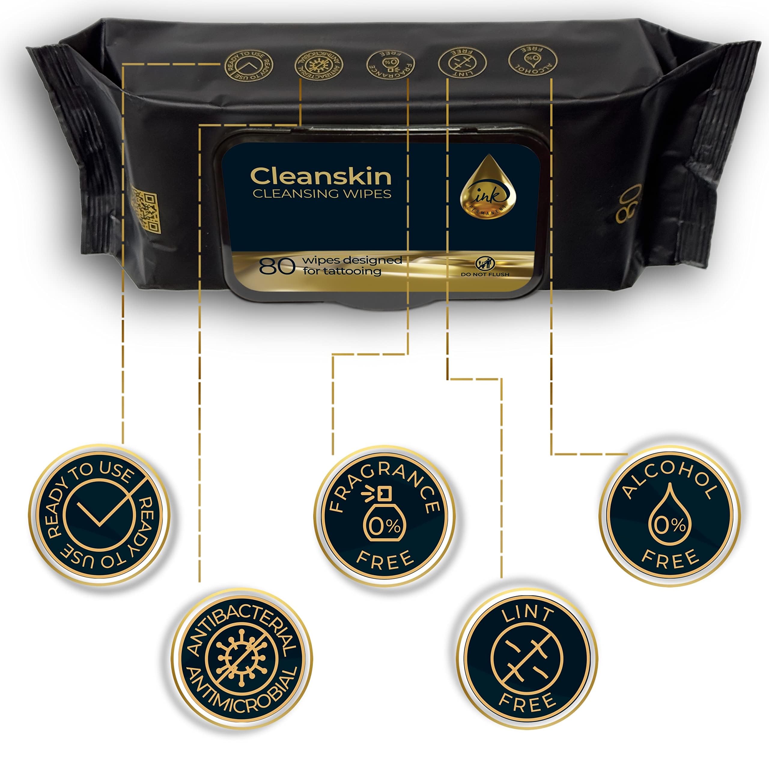 Ink Permanent CleanSkin lingettes sans alcool et sans parfum, irritations réduites