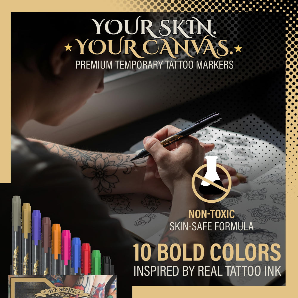 Palette de 10 couleurs vives pour des tatouages temporaires éclatants