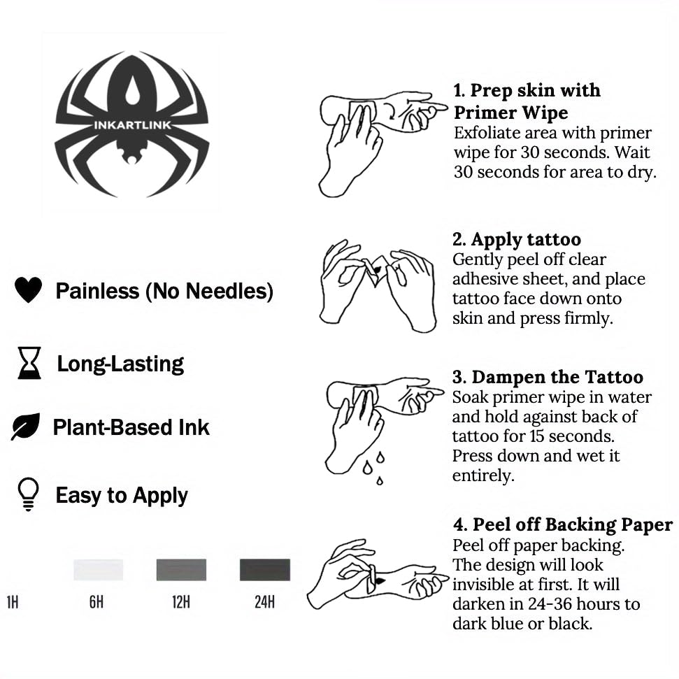 INKARTLINK tatouage compas sûr et sans adhésif, cruelty-free.