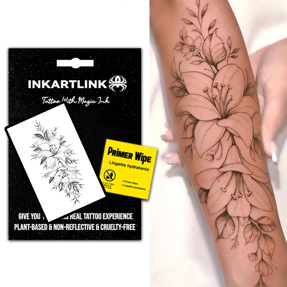INKARTLINK tatouage semi-permanent fleurs 7 dans un emballage élégant, idée cadeau