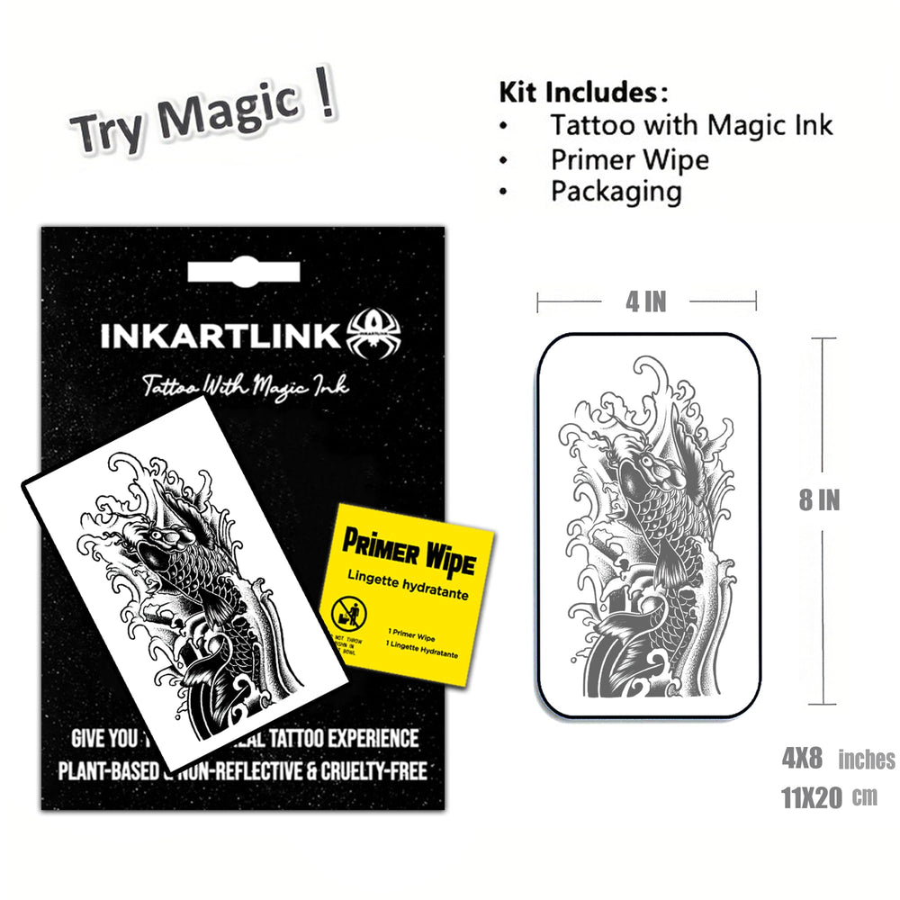 INKARTLINK tatouage semi-permanent réaliste, facile à appliquer pour un look temporaire.