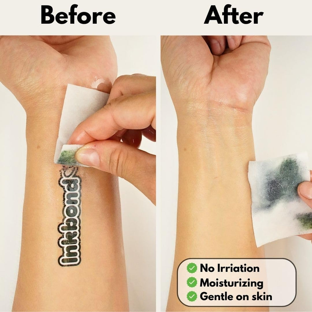 Lingette Inkbond apaisante pour la peau lors du retrait d un tatouage temporaire.