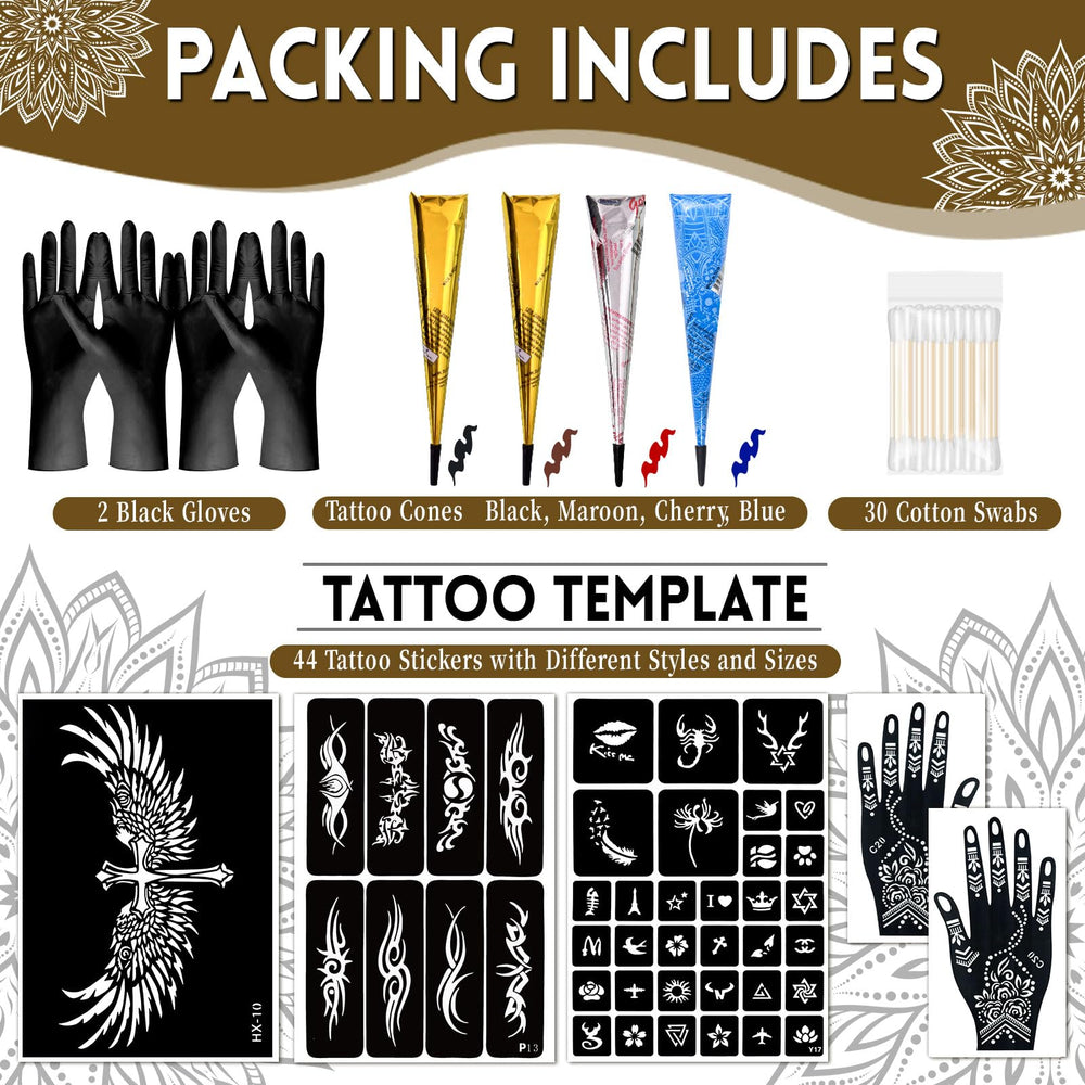 InkForge cônes tatouage 4 couleurs: pigments riches pour des tatouages temporaires