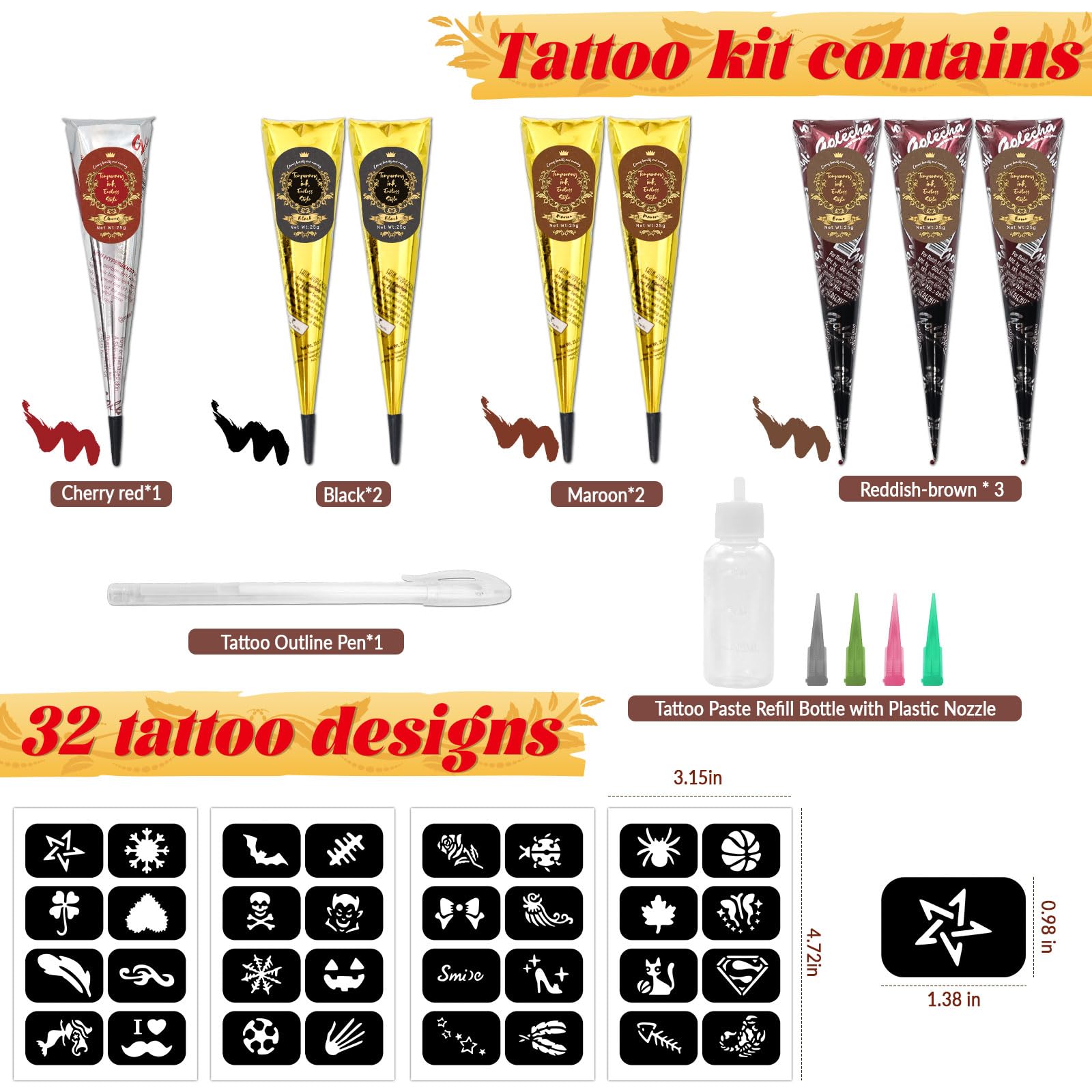 InkForge cônes tatouage: couleurs variées pour designs vifs.