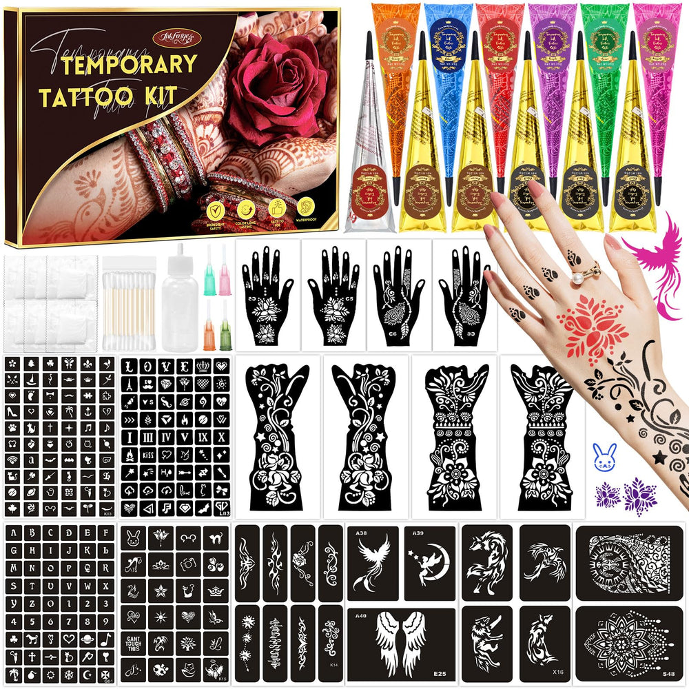 Kit InkForge complet pour tatouages temporaires, look personnalisable.