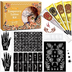 InkForge kit tatouages temporaires avec 77 motifs pour événements.