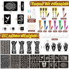 Modele-pochoirs tatouage InkForge, 12 feuilles avec motifs variés.