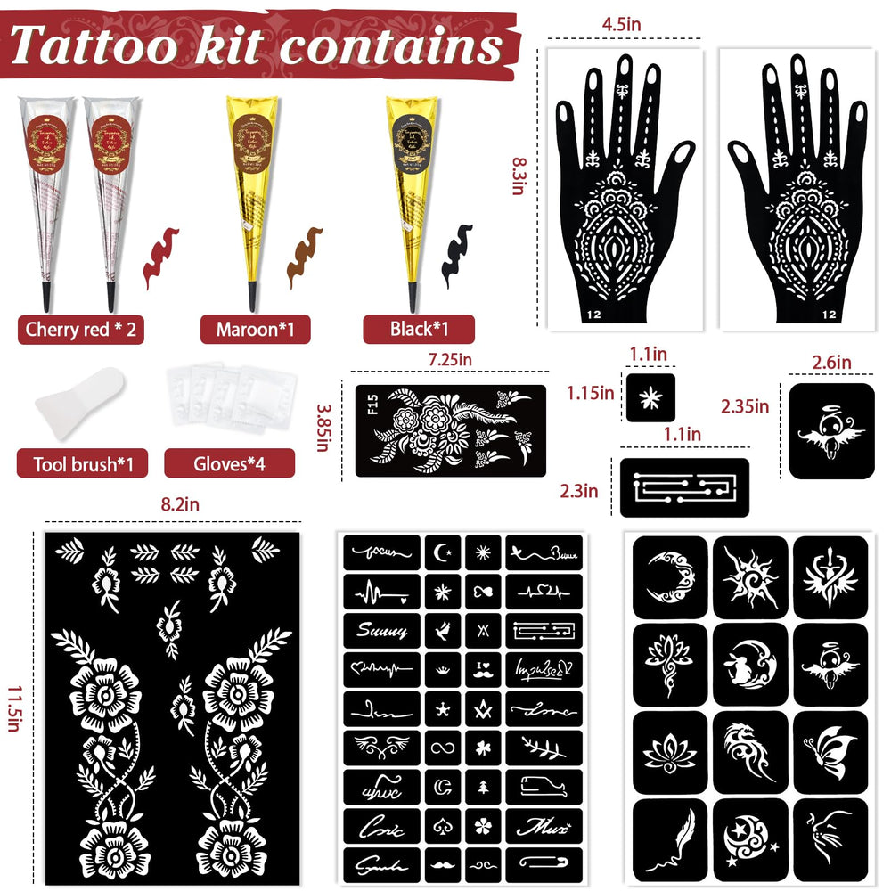 InkForge tatouage-temporaire-3-couleurs-noir-bordeaux-cerise: palette riche pour designs variés.