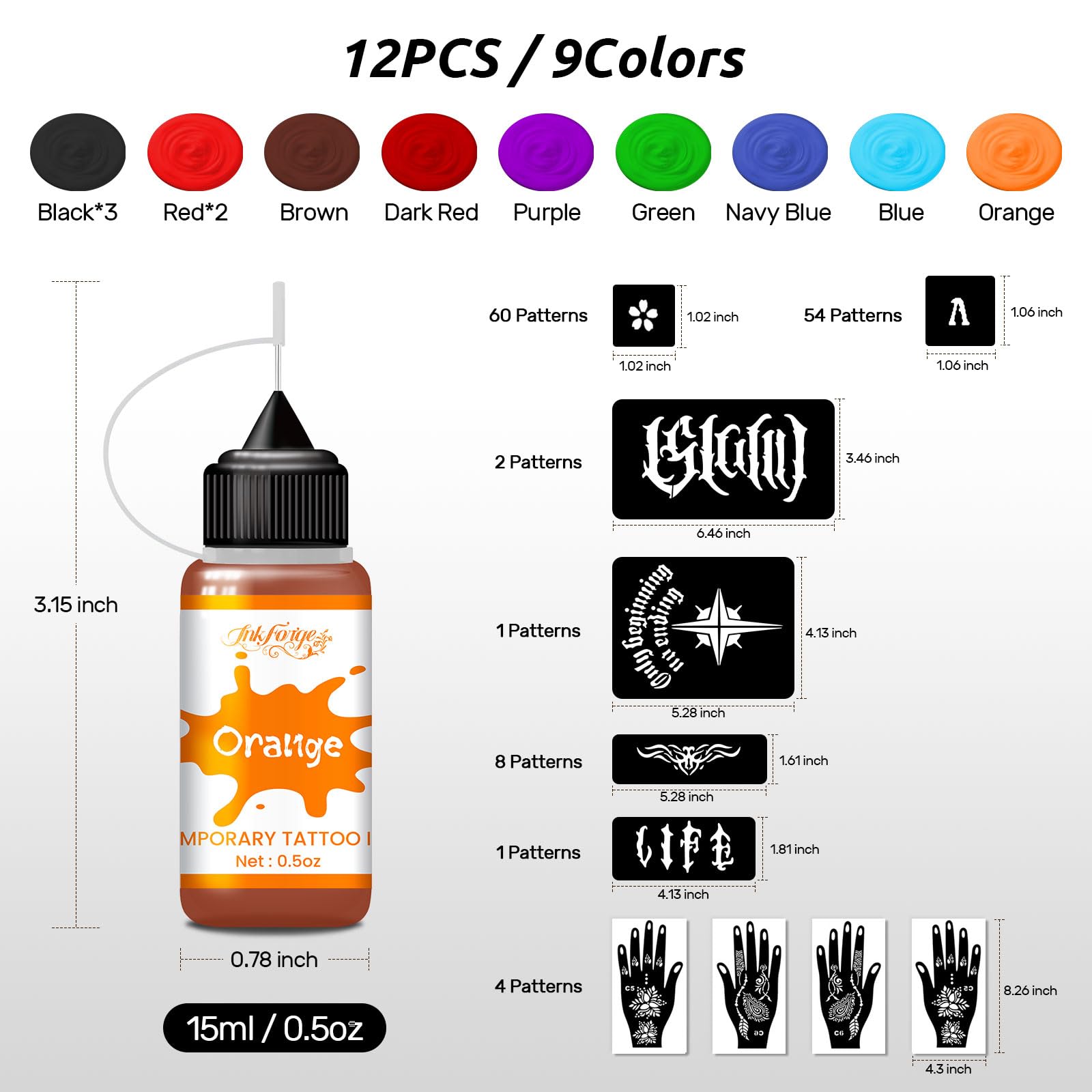 InkForge pochoirs tatouage temporaire 130 designs pour créativité rapide.