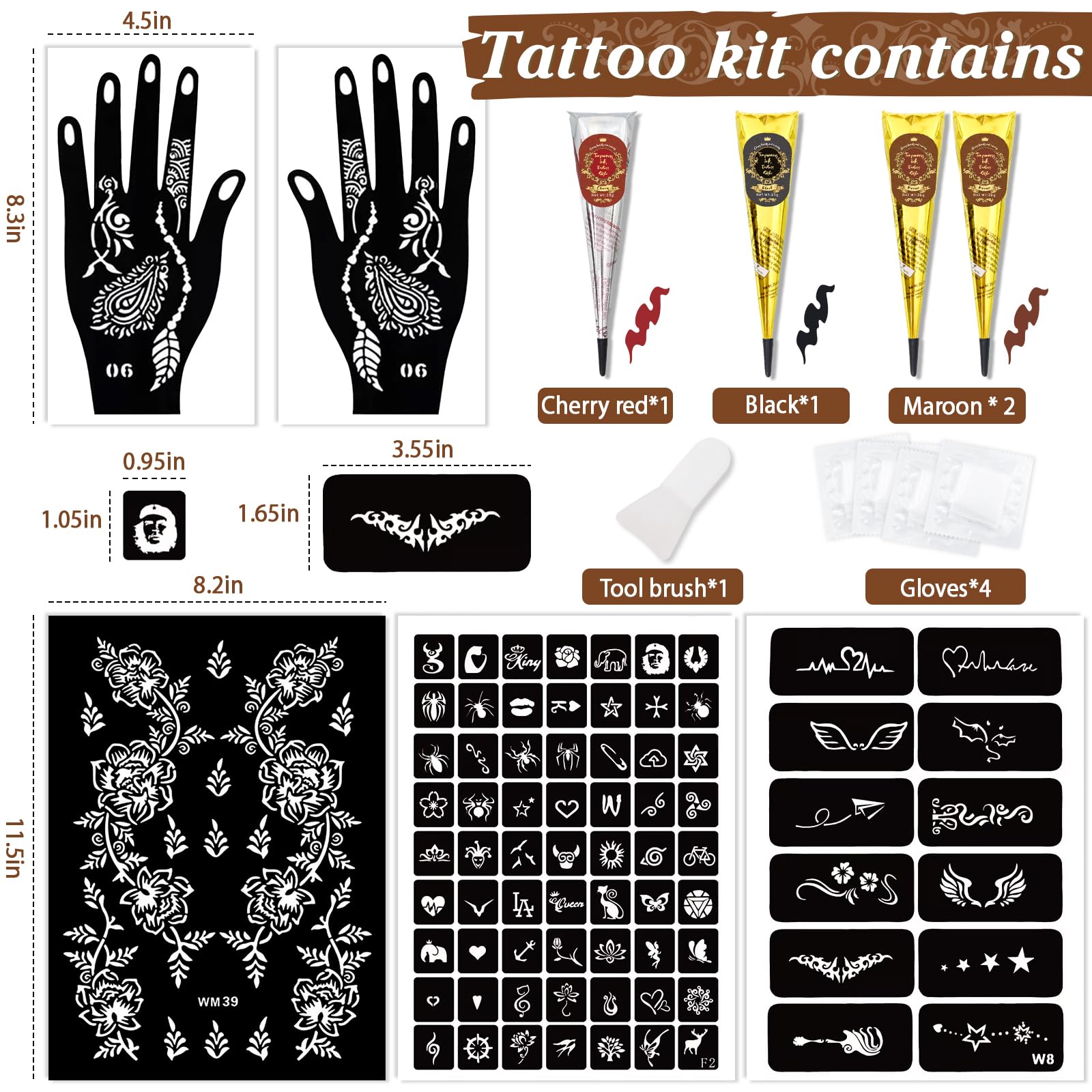 InkForge tatouages temporaires: 4 cônes couleur et application rapide.