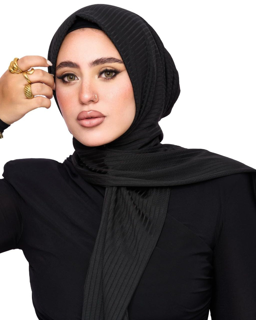 INKY Turbans turban en coton rib noir – douceur respirante pour la journée.