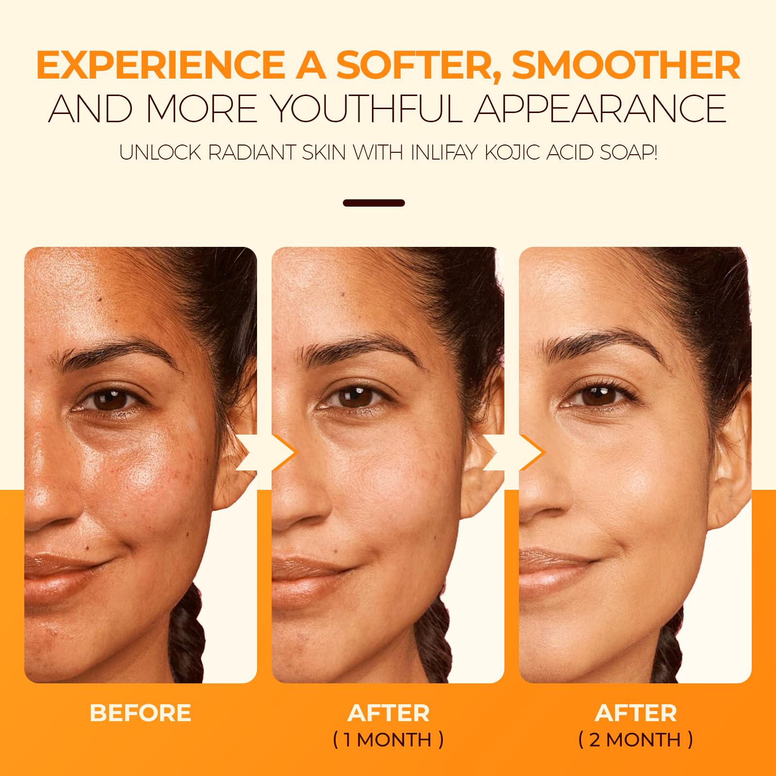 Inlifay Savon Curcuma Acide Kojique, visage et corps pour routine.