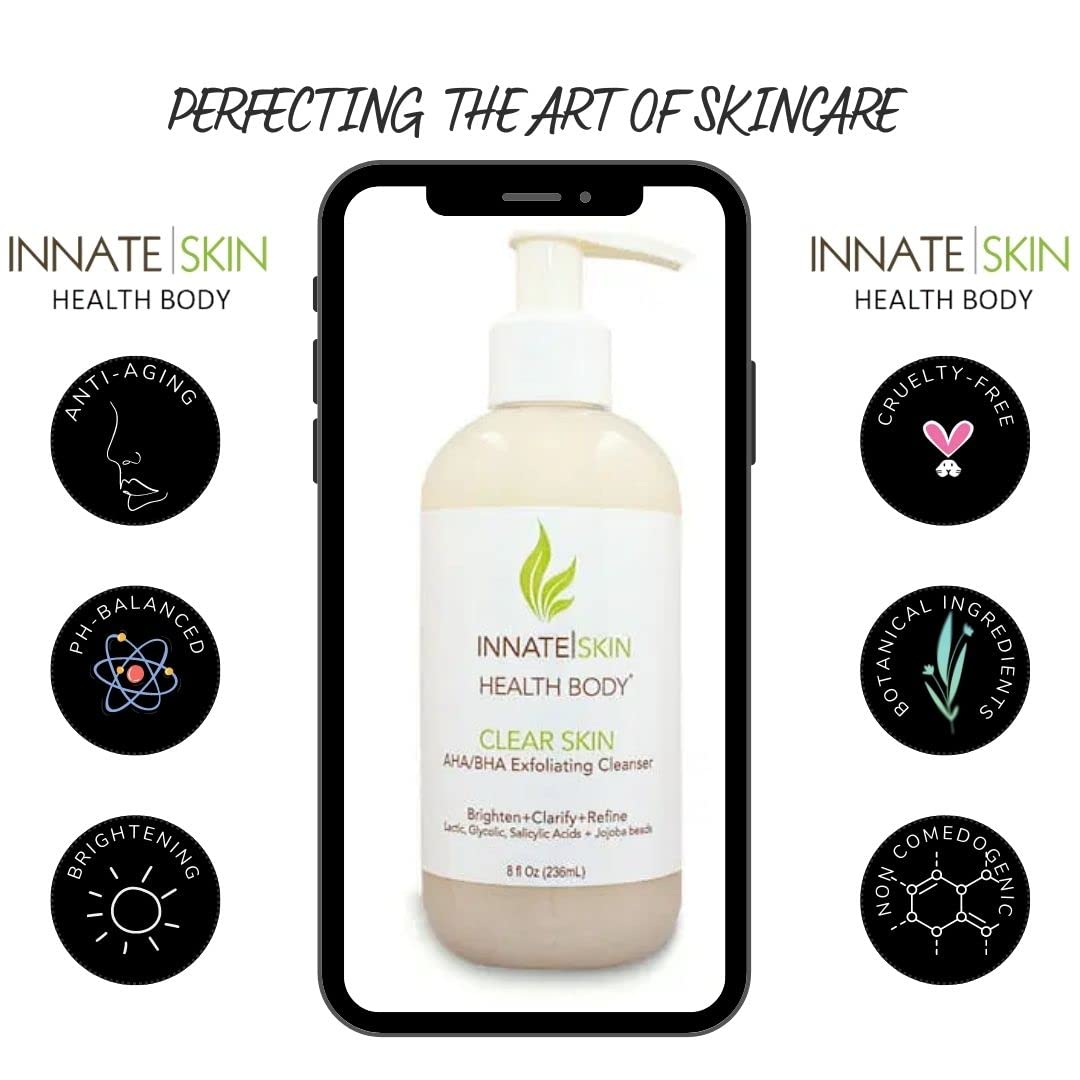 Innate Skin main appliquant le produit visage dans une routine simple.