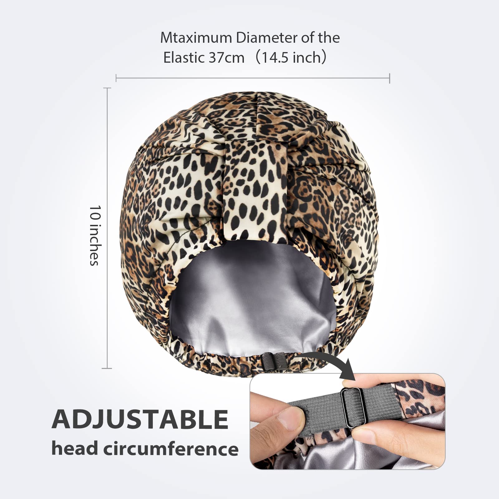 INNELO adjustable elastic shower cap fits most heads for long or curly hair