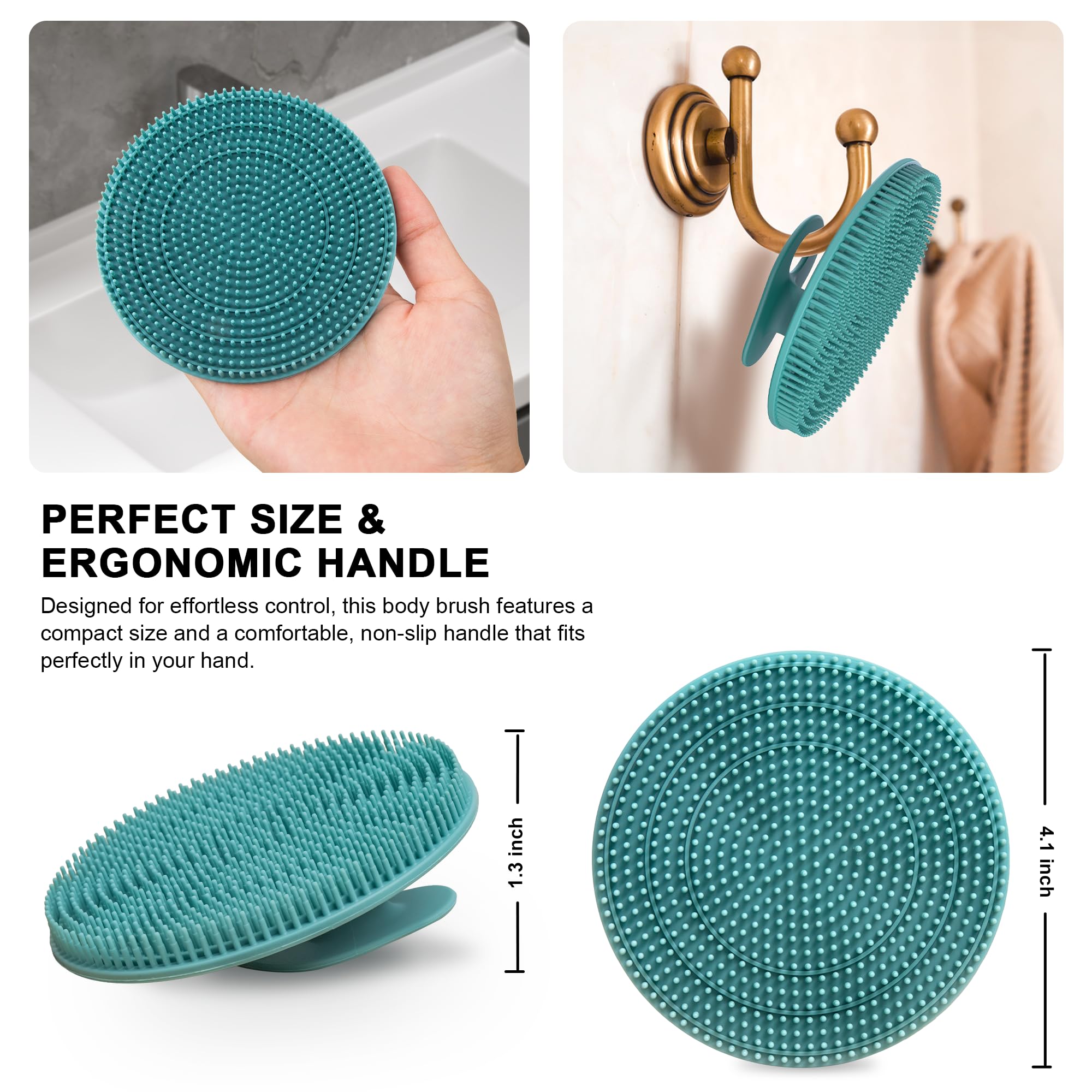 INNERNEED brosse-corps silicone noir pour nettoyage quotidien sans résidus