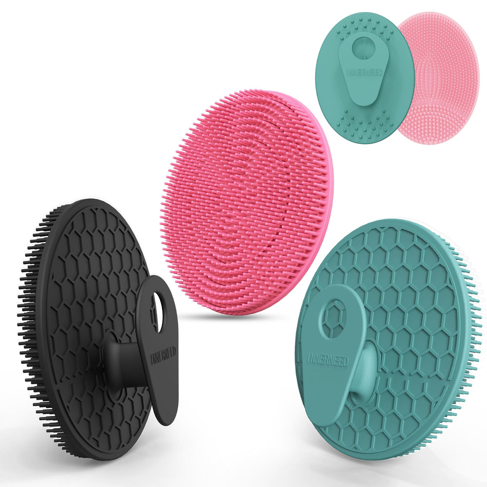 INNERNEED brosse-corps silicone vert-foncé pour exfolier en douceur et hygiène durable