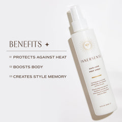 INNERSENSE spray préparatoire, détail utilisation, enveloppe les mèches sans les alourdir.