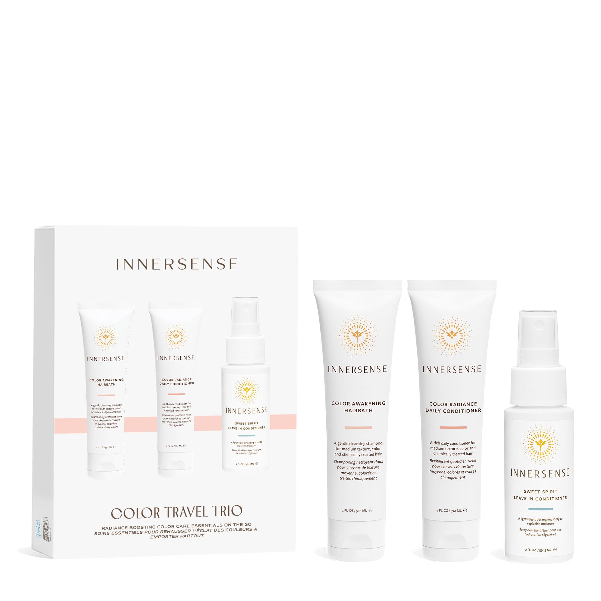 INNERSENSE Shampoing Color Travel – bouteille, nettoyage doux et préserve l’éclat couleur.