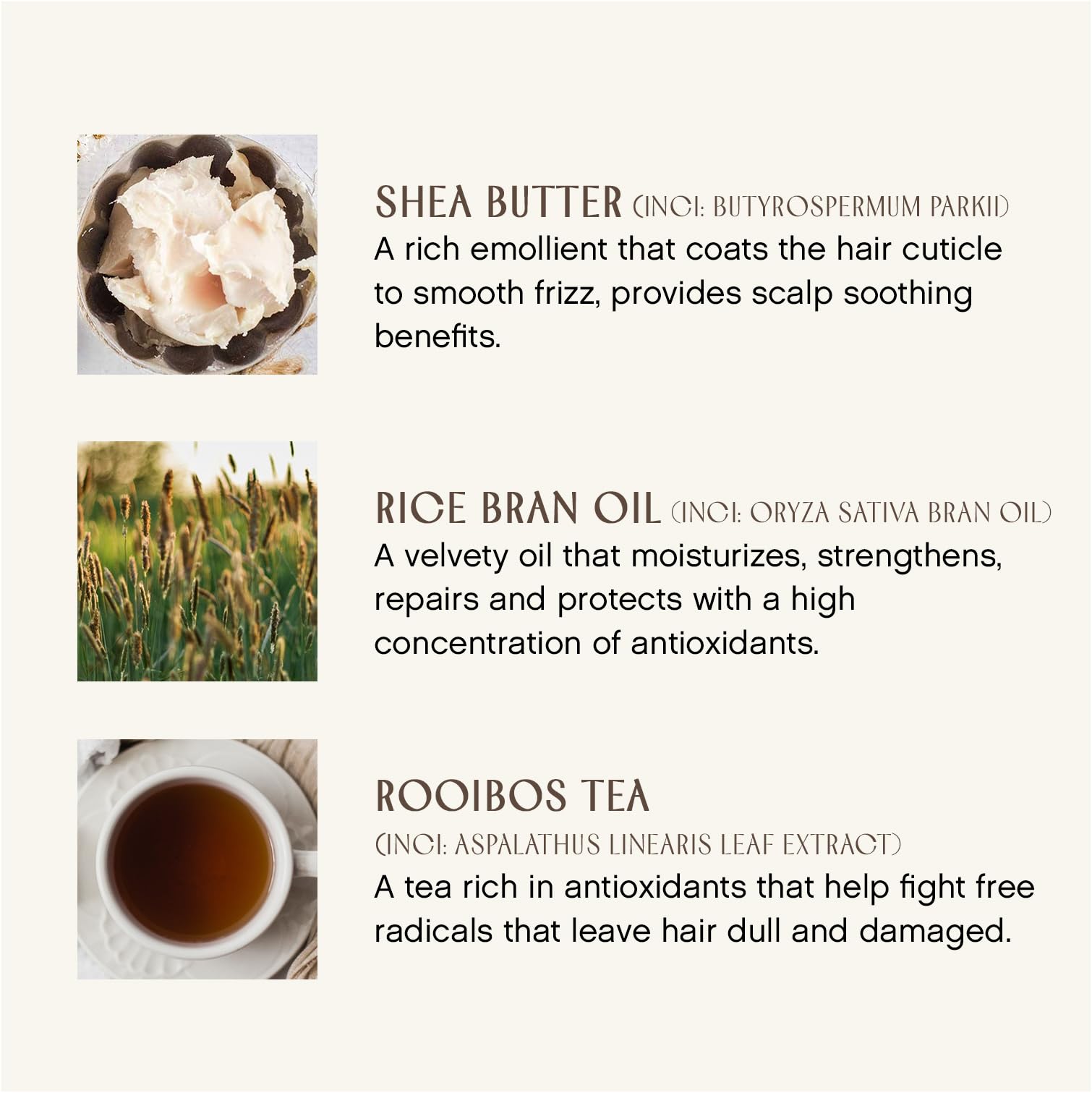 INNERSENSE ingrédients bio karité huile de riz rooibos – nourrissent sans alourdir.