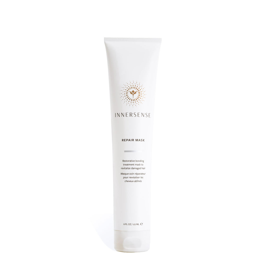 Masque réparateur INNERSENSE – bouteille prête à revitaliser cheveux endommagés.