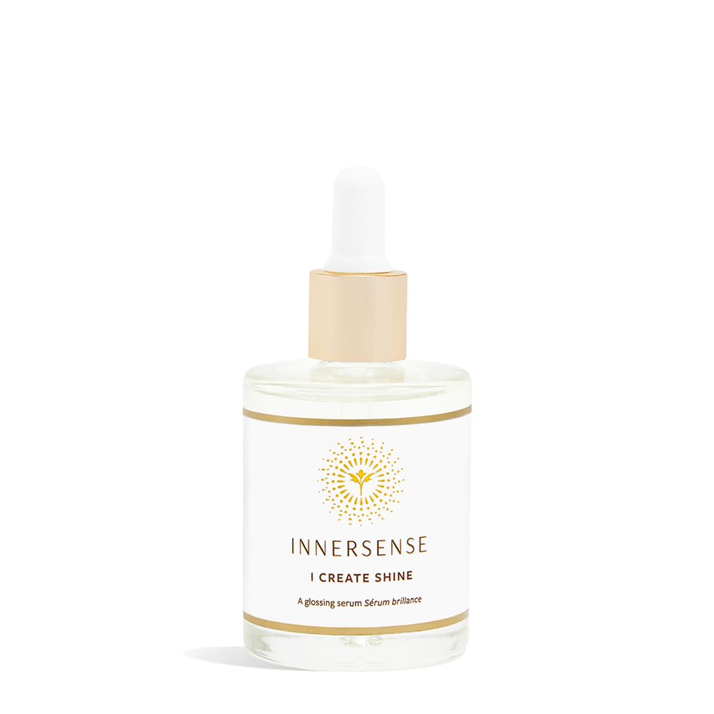 Sérum brillant INNERSENSE en bouteille – éclat durable pour tous types de cheveux.