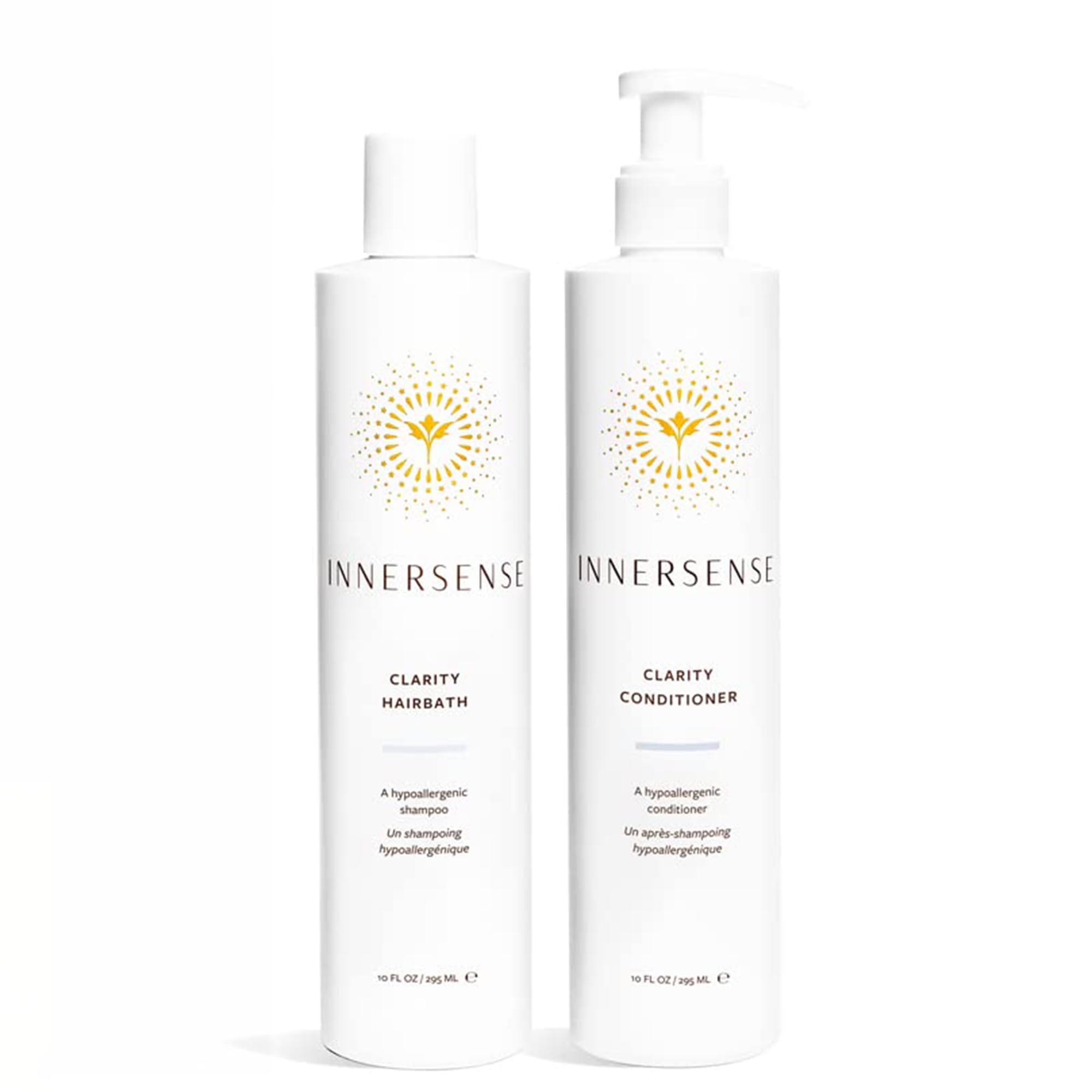INNERSENSE Shampoing Naturel Clarte Calme: bouteille claire, nettoie en douceur et apaise les sensibilités capillaires.