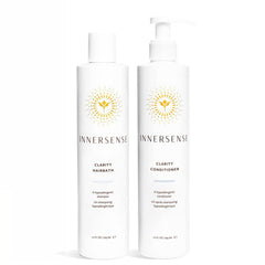 INNERSENSE Shampoing Naturel Clarte Calme: bouteille claire, nettoie en douceur et apaise les sensibilités capillaires.