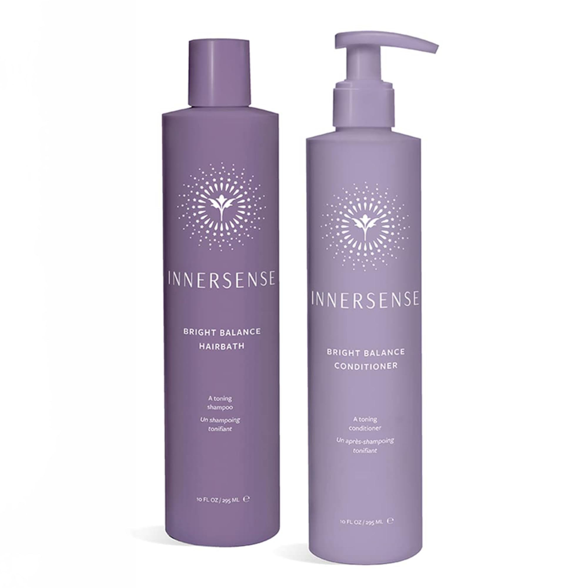 INNERSENSE shampooing violet en bouteille neutralisant les reflets jaunes.