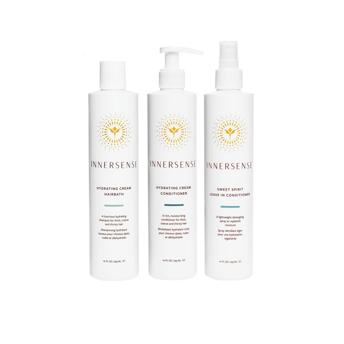 INNERSENSE Hydrate Trio: bain-crème hydratant pour cheveux épais et secs, texture douce