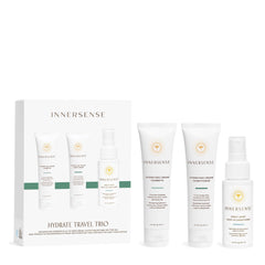 Gamme INNERSENSE Trio hydratant en format voyage pour démêler les cheveux épais.