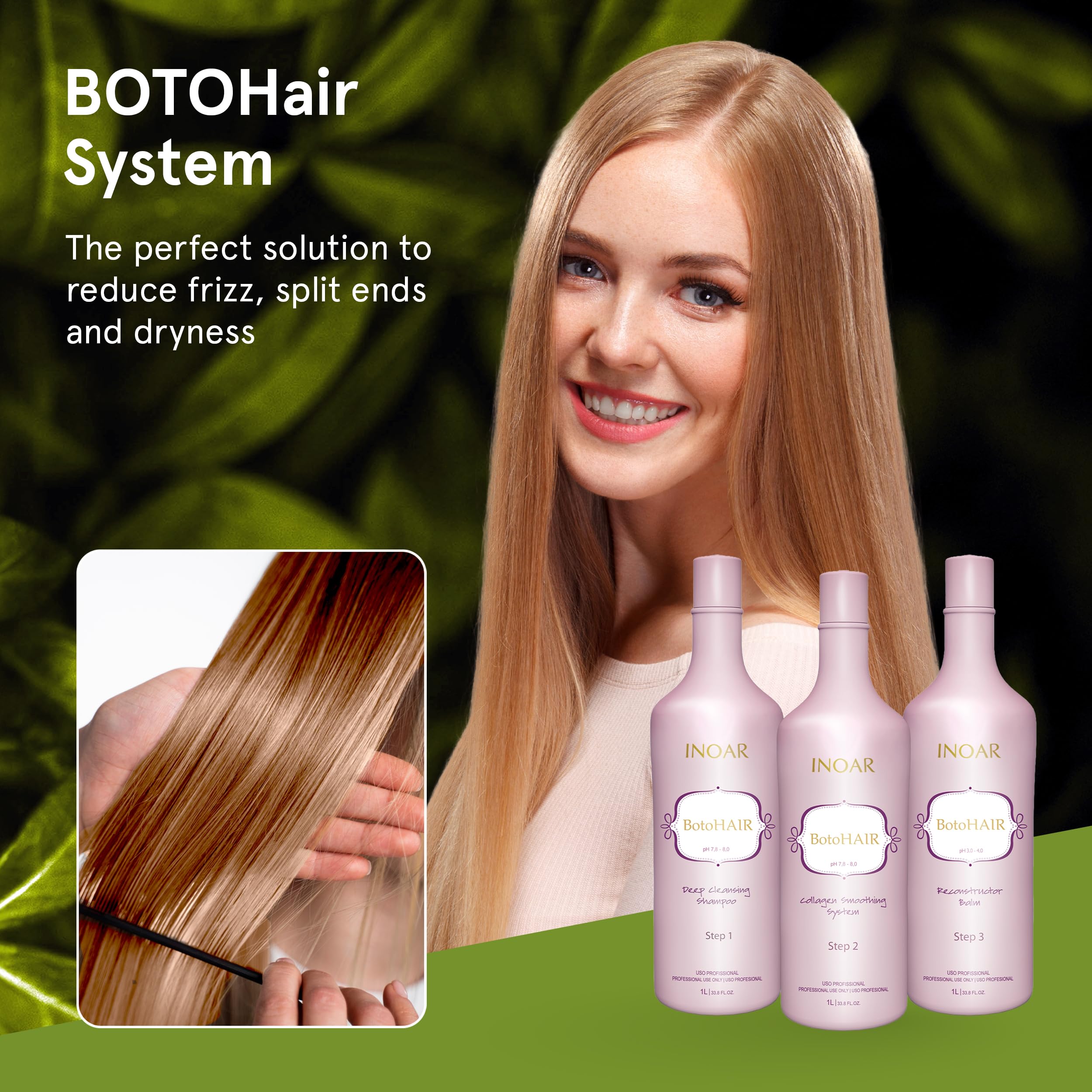 INOAR BotoHair Système lissage collagène pour lisser et ajouter de la brillance