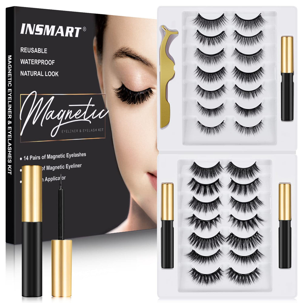 INSMART cils magnetiques ensemble 14 paires pour un regard naturel et durable.