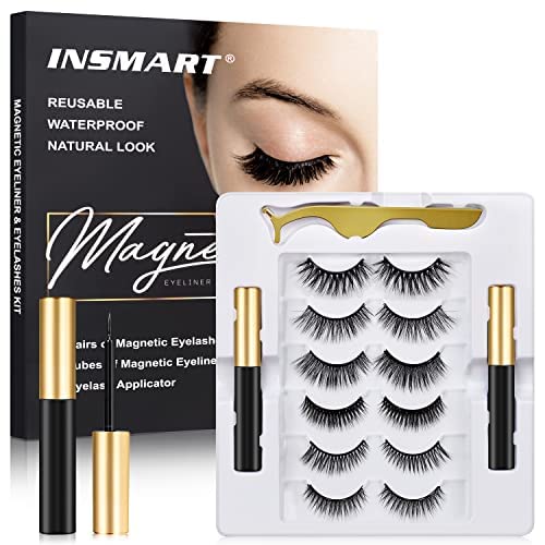 INSMART cils magnétiques ensemble, six paires réutilisables pour un regard naturel et durable.