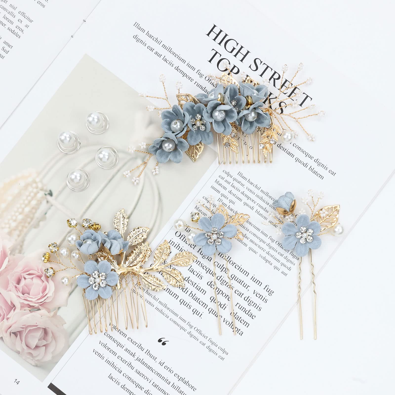 inSowni accessoires cheveux mariage bleues, ensemble harmonieux