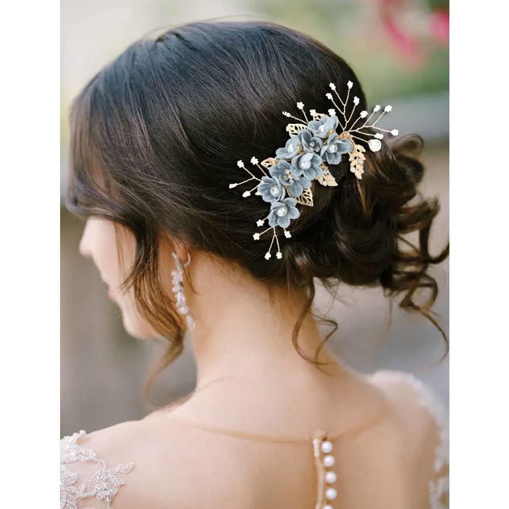 inSowni broches cheveux fleurs bleues, brillance subtile et élégance